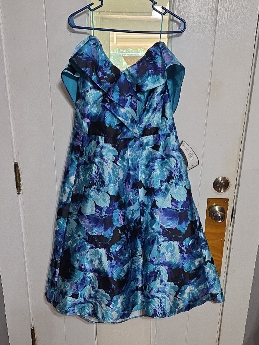 NWT Alex Evening's‎ Women's Formal Maxi Dress Aqua Floral On/Off Shoulder Sz 18W
